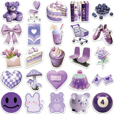 10/30/56PCS Cartoon Purple PVC Sticker Aesthetic Children's Korean Decoration Scrapbooking Stationery School Supplies for Kids (Online Order Only)