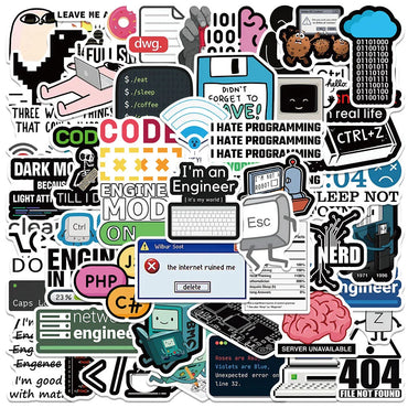 10/30/50pcs Cartoon Funny Program Ape MEME Stickers Funny Programmer Decals Skateboard Fridge Guitar Car Cool Waterproof Sticker (ONLINE ORDER ONLY)