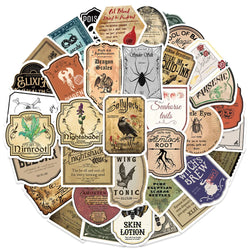 Cartoon Pharmacist Potion Label Stickers for Suitcase, Skateboard, Laptop, Luggage, Phone - 10/30/50Pcs Decal Set (ONLINE ORDER ONLY)