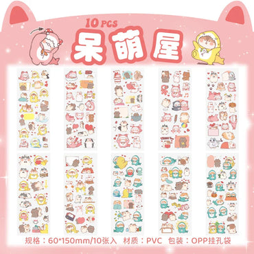 150PCS+ Card Kawaii Scrapbooking Bicycle Decals Gift Frog Students Cartoon Stationery PET Diary Stickers Notebook Cute Girls (ONLINE ORDER ONLY)
