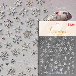 Shiny Snow Delicate Gold Pink Silver White Romantic Winter Self Adhesive Nail Art Stickers Snowflake Rhinestone Manicure Decals (ONLINE ORDER ONLY)
