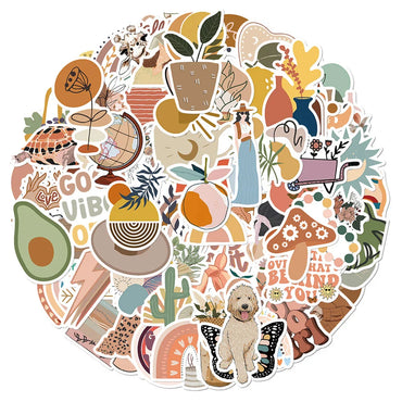 10/30/50PCS Bohemian Art Graffiti Stickers Decoration DIY Toy PVC Notebook Album Phone Laptop Car Kids Sticker Cute Decals Gift (ONLINE ORDER ONLY)