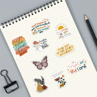 10/30/50PCS Kawaii Boho The Bible Decoration Scrapbooking Accessories PVC Sticker Aesthetic Stationery School Supplies for Kids (ONLINE ORDER ONLY)