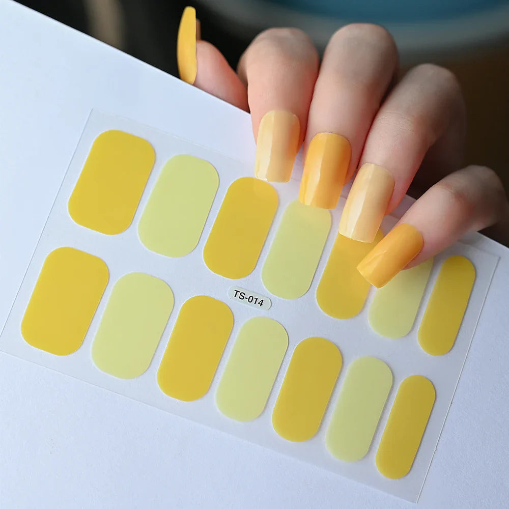 14Tips Solid Color Stickers Nail Art Supplies European & American Simple Decals Oil Film Decals Press on Nails Stickers Designer (ONLINE ORDER ONLY)
