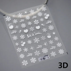 Winter Dreamy Hot Stamping Romantic White Pink Snowflakes Hexagon 3D Self Adhesive Nail Art Stickers Christmas Manicure Decals (ONLINE ORDER ONLY)