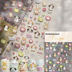Fruits Apple Strawberry Animals Bear Dog Party Dream Flower Bone Rain Self Adhesive Nail Art Decoration Sticker Manicure Decals (Online Order Only)