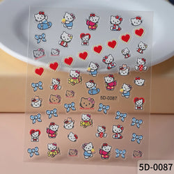 1pc 5D Pink/Black Hello Kitty Nail Art Stickers Anime Cartoon Japanese Cartoon KT Cat Manicure Decal Luxury DIY Nail Accessories (ONLINE ORDER ONLY)