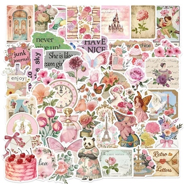 10/30/50PCS Vintage Pink Girl PVC Sticker Aesthetic Decoration Scrapbooking Stationery DIY Hand Accounting Supplies for Kids (ONLINE ORDER ONLY)