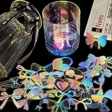 100pcs Vintage Holographic Laser Butterfly Animal Sticker Art Aesthetic Laptop Scrapbook Phone Car Decoration Stationery Sticker (ONLINE ORDER ONLY)