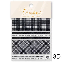 French Style Colorful Square Grid Rhombus Stripe Bowknot Line 3D Self Adhesive Nail Art Stickers Shiny Rhinestone Manicure Decal (Online Order Only)
