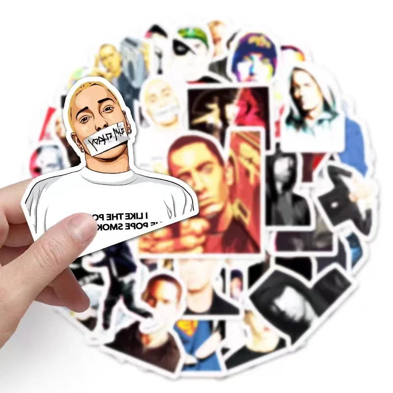Cool White Detroit Rapper Eminem Hip Hop Sticker Packs (ONLINE ORDER ONLY)