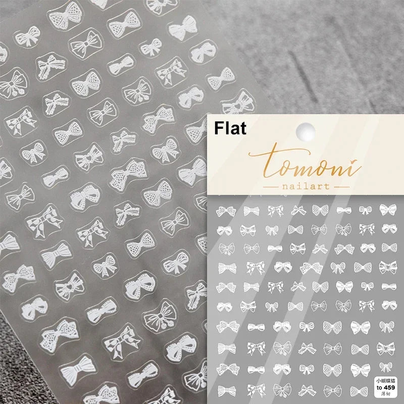 Charming Beautiful Black White Small Butterfly Flower Petal Love Heart Bowknot 5D Self Adhesive Nail Art Sticker Manicure Decals (Online Order Only)