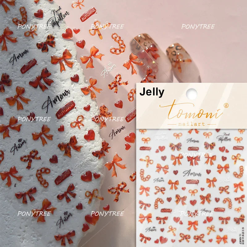 Dreamy Shiny Bowknot Ribbon Lace Delicate Tie Charming 5D Nail Art Decoration Sticker Self Adhesive Manicure Decal DIY Wholesale (ONLINE ORDER ONLY)