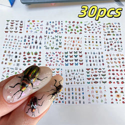 30pcs/Set Y2K 3D Cute Insect Nail Stickers Chic Dragonfly Spider Insect Butterfly Design Sliders Ladybug Beetle Manicure Decals* (Online Order Only)