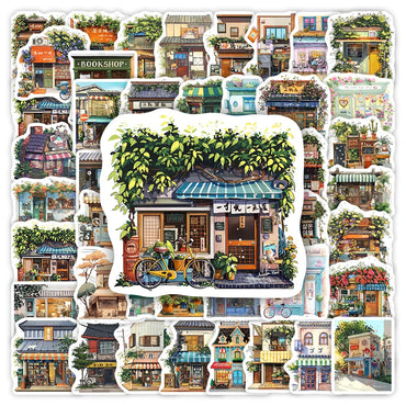 Watercolor Cute Book Coffee Store Sticker Kids DIY Scrapbook Decals for Journal Diary Laptop Phone Luggage Decorative Waterproof (ONLINE ORDER ONLY)