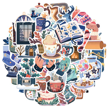 10/30/50PCS Cartoon Winter Christmas Graffiti Stickers Decals DIY Phone Scrapbook Luggage Helmet Kid Toy Cute Waterproof Sticker (ONLINE ORDER ONLY)