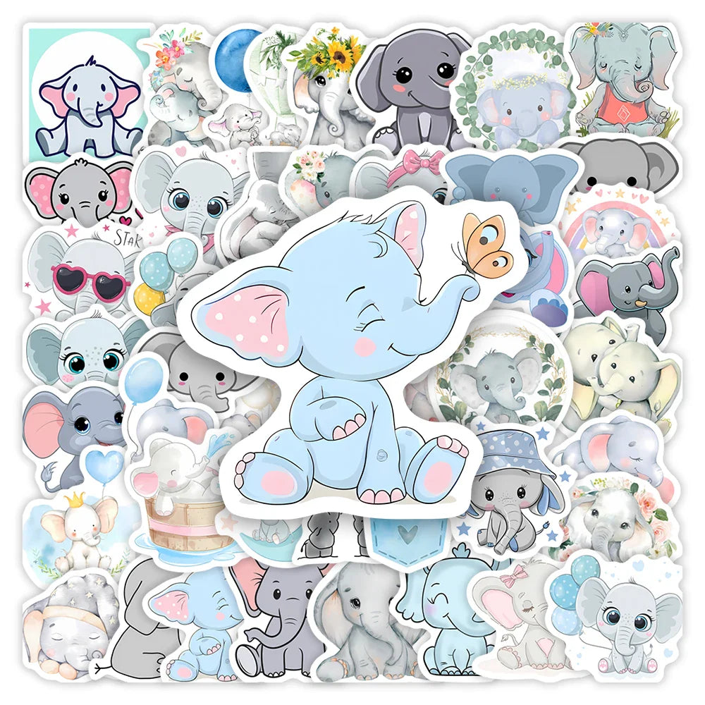 Cute Cartoon Elephant Stickers Sweet DIY Kids Toys Gift Decorative Decal for Scrapbook Laptop Phone Luggage Bottles Waterproof (ONLINE ORDER ONLY)