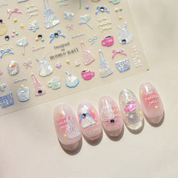 Cute Dream Catcher Net Bag Water Cup Woven Mesh Star Dreamy Bowknot Butterfly Embossed Adhesive Nail Art Sticker Manicure Decal (ONLINE ORDER ONLY)