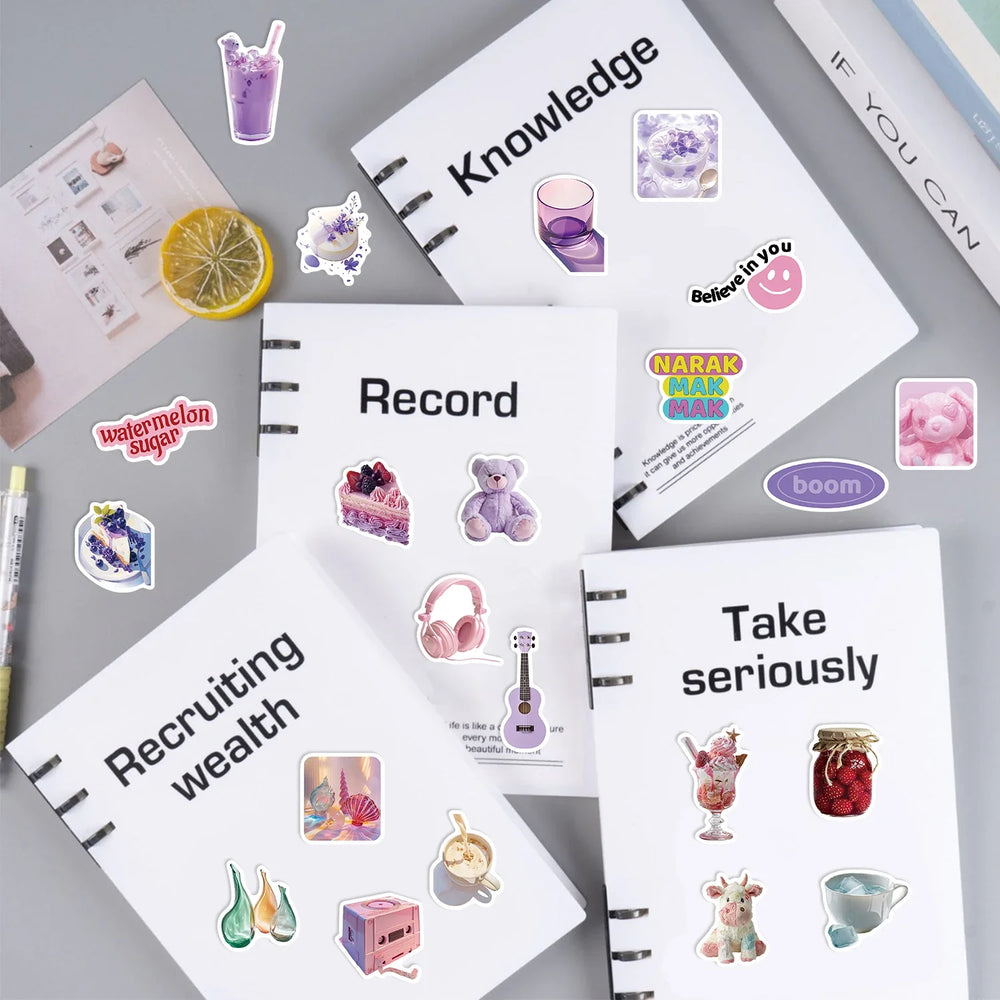30Pcs Purple Aesthetics Sticker Diy Computer Stickers for Water Bottles Waterproof Journal Arts Crafts Toy Decals (ONLINE ORDER ONLY)