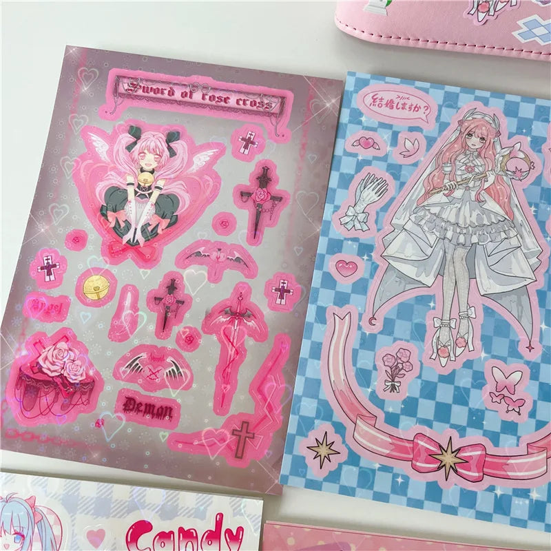 Cute Retro Comic Girl Stickers Diary Scrapbooking DIY Album Decoration Sticker Couple Aesthetic Kawaii Stationery Stick Label (ONLINE ORDER ONLY)