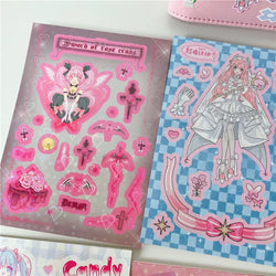 Cute Retro Comic Girl Stickers Diary Scrapbooking DIY Album Decoration Sticker Couple Aesthetic Kawaii Stationery Stick Label (ONLINE ORDER ONLY)