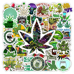 Weed Leaf Smokes Stickers Quirky DIY Toy Decorative Graffiti Decal for Phone Laptop Water Bottles Scrapbook Waterproof (ONLINE ORDER ONLY)