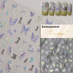Charming Golden Gradient Shiny Rhinestone Jelly Butterfly Flower Petal Bowknot 3D Self Adhesive Nail Art Sticker Manicure Decals (ONLINE ORDER ONLY)