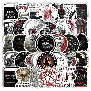 10/50/100Pcs Cartoon Skull Dark Romance Reader Stickers Graffiti DIY Phone Motorcycle Luggage Snowboard Fridge Waterproof Decals (ONLINE ORDER ONLY)