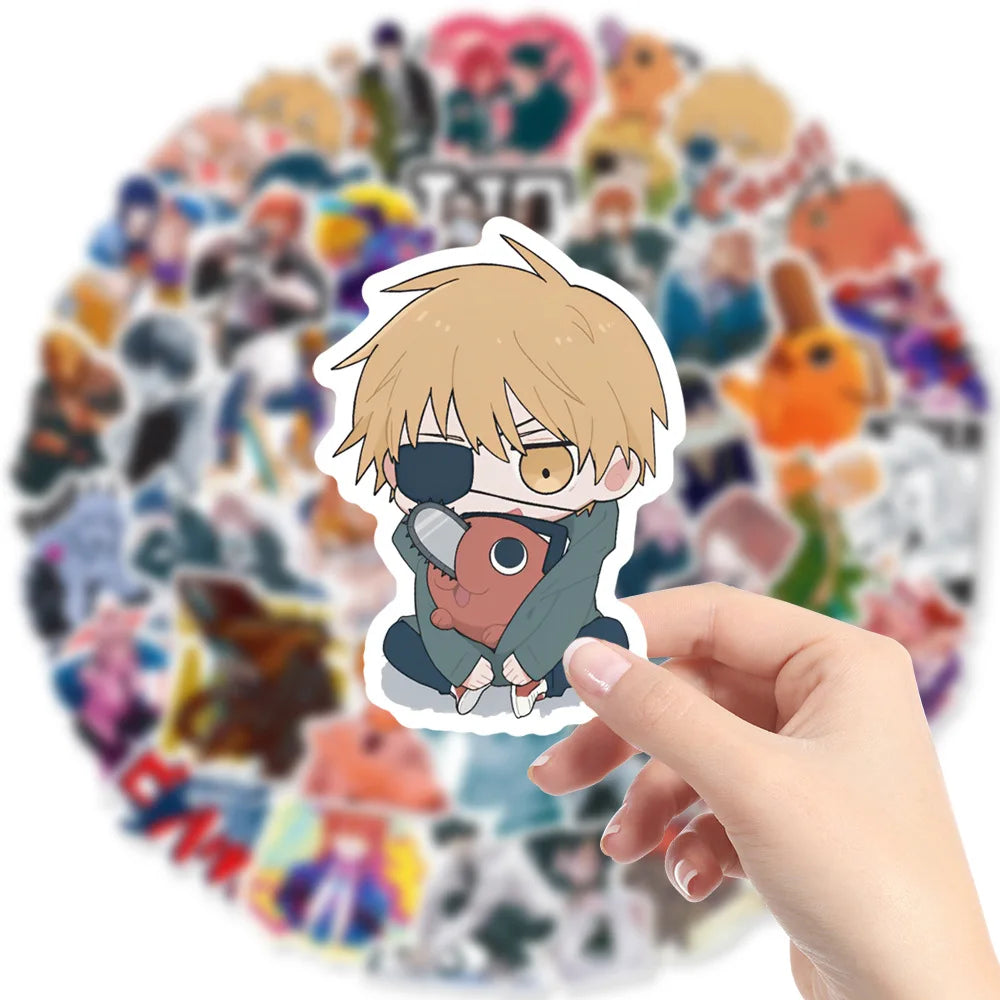 10/30/50PCS Chainsaw Man Stickers Cool Animation Decals Cool Cartoon Toy Luggage Fridge Laptop Guitar Bike Skateboard Sticker (ONLINE ORDER ONLY)