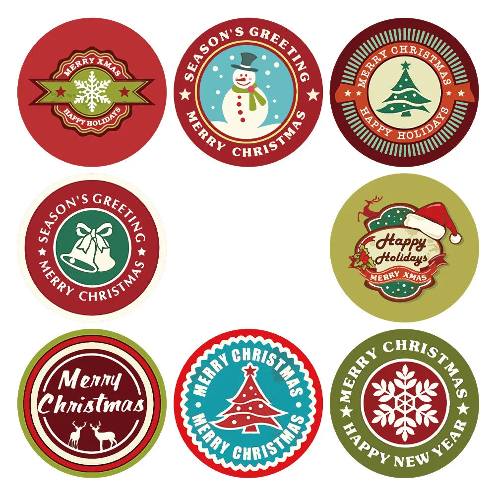 100-500Pcs New 1 Inch Christmas Theme Seal Labels Stickers For DIY Gift Baking Package Envelope Stationery Decoration (ONLINE ORDER ONLY)