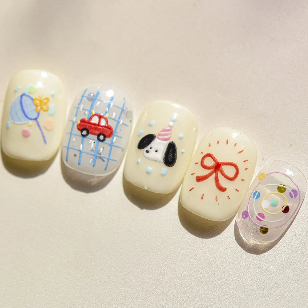 Graffiti Lines Apple Dog Car Bowknot Love Heart Flower Capture Net Grid Butterfly Rain Adhesive Nail Art Sticker Manicure Decals (ONLINE ORDER ONLY)