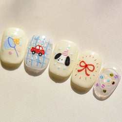 Graffiti Lines Apple Dog Car Bowknot Love Heart Flower Capture Net Grid Butterfly Rain Adhesive Nail Art Sticker Manicure Decals (ONLINE ORDER ONLY)