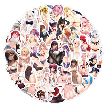 10/30/60/120PCS Sexy Girl Cartoon Hentai Stickers Anime Waifu Graffiti DIY Laptop Phone Cup Car Bike Skateboard Guitar Decals (ONLINE ORDER ONLY)