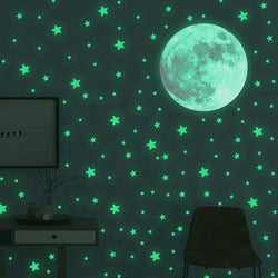 103pcs Glow in the Dark Moon and Stars Wall Stickers for Kids Room Decor (Online Order Only)