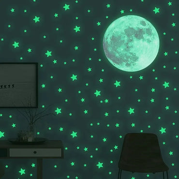 103pcs Glow in the Dark Moon and Stars Wall Stickers for Kids Room Decor (Online Order Only)