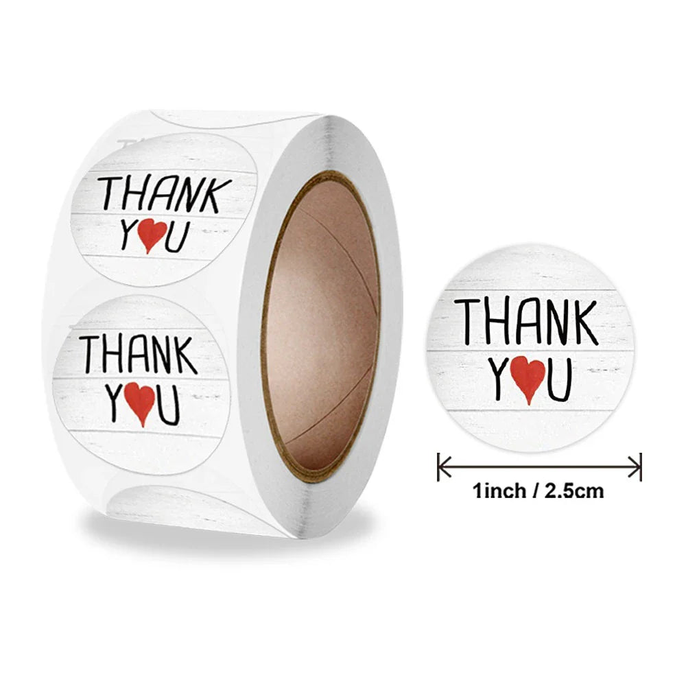 500pcs/roll Round Brown labels Thank You Kraft Stickers 1 inch Wedding Pretty Gift Envelope Sealing Label Stickers Stationery (ONLINE ORDER ONLY)