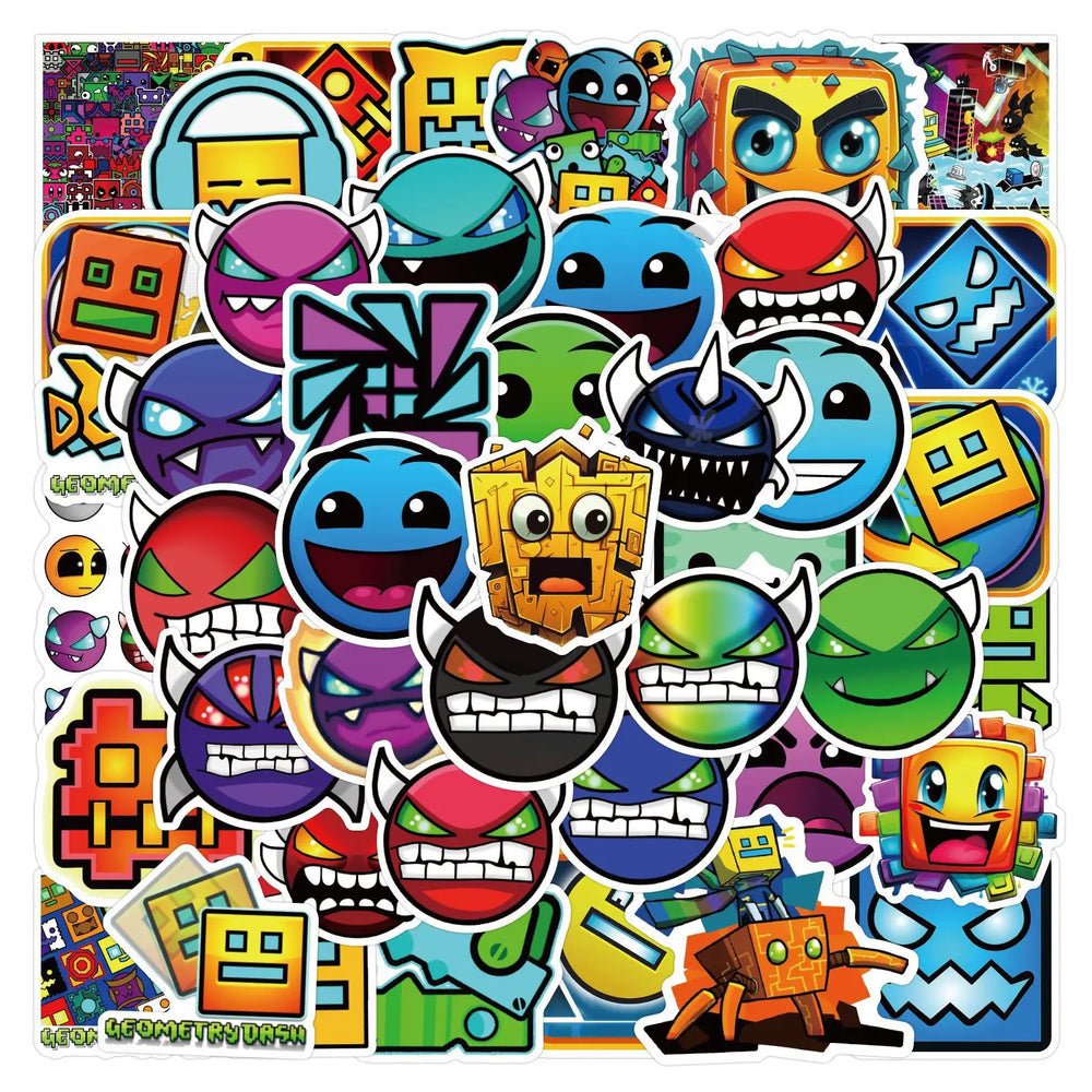 10/30/50PCS Geometry Dash Stickers Funny Jumping Game Sticker Scrapbook DIY Laptop Guitar Car Bike Skateboard Graffiti Decals (Online Order Only)