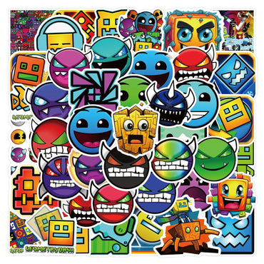 10/30/50PCS Geometry Dash Stickers Funny Jumping Game Sticker Scrapbook DIY Laptop Guitar Car Bike Skateboard Graffiti Decals (Online Order Only)