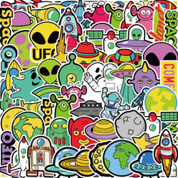 10/50Pcs Cartoon Alien Graffiti For Suitcase Guitar Diary Computer Skateboard Toy Decoration Decoration Decals Sticker (ONLINE ORDER ONLY)