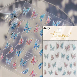 Charming Golden Gradient Shiny Rhinestone Jelly Butterfly Flower Petal Bowknot 3D Self Adhesive Nail Art Sticker Manicure Decals (ONLINE ORDER ONLY)