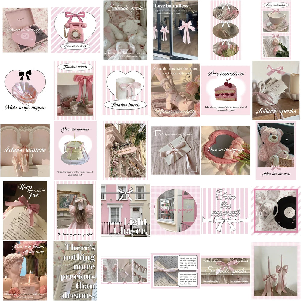 30Pcs Pink Ballet Style Stickers Kawaii Cartoon Waterproof PVC Stickers Scrapbooking Diy Journaling Cute Stationery Sticker (ONLINE ORDER ONLY)