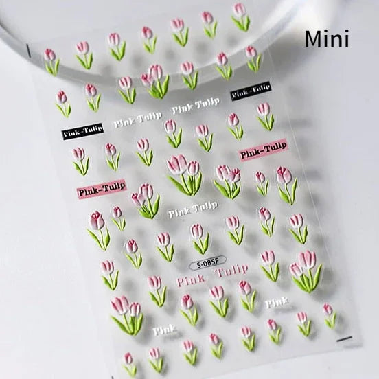 Red Azalea Rose Peony Crane Warbler Bird Fish Lily Chicken Rabbit Lobster Flower Retro Chinese Nail Art Sticker Decoration Decal (Online Order Only)