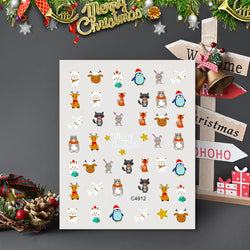 3D Gold Glitter Snowflake Nail Sticker Winter Reflective Elk Star Balloon Christmas Tree Foil Xmas New Year Decal Tips Decoratio (ONLINE ORDER ONLY)