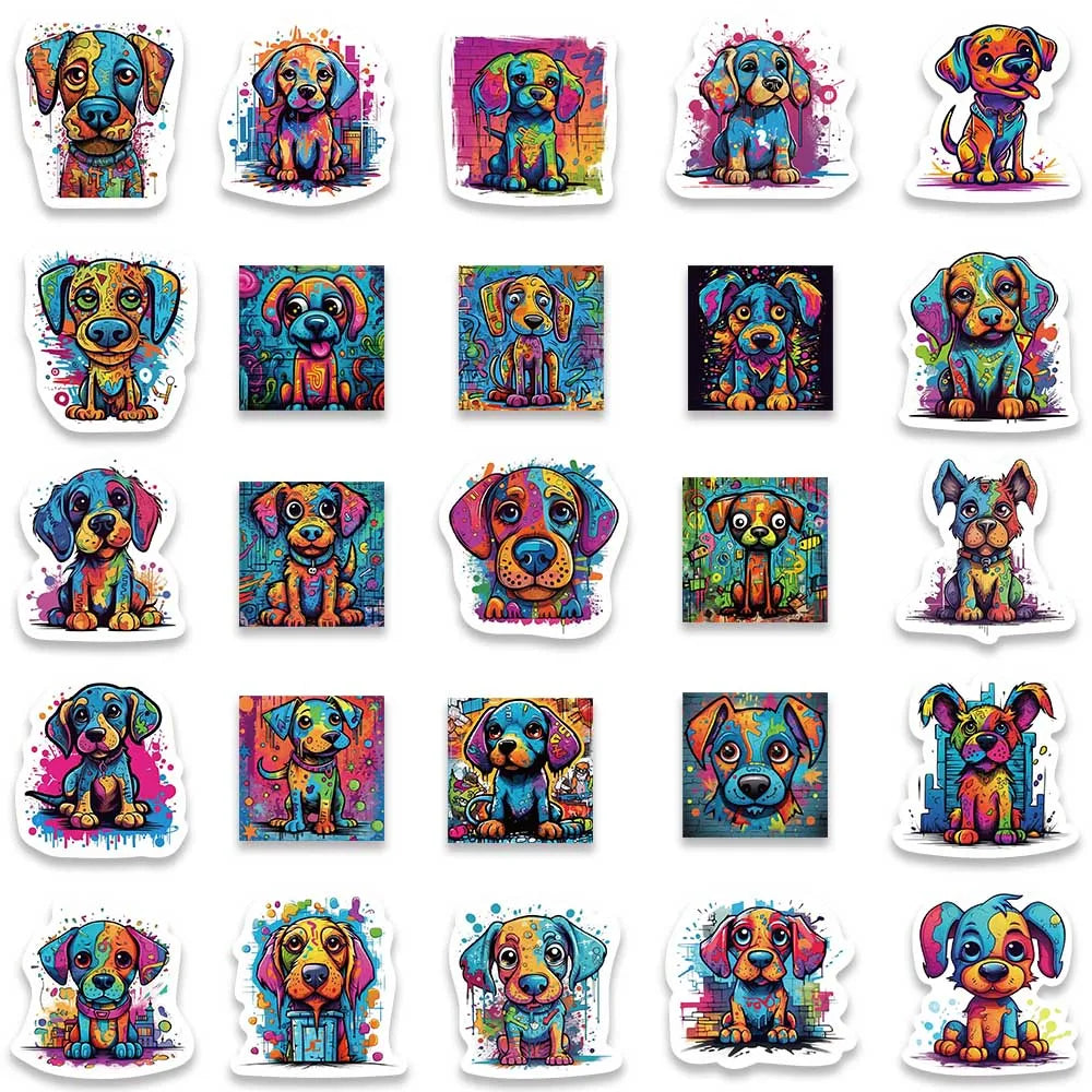 50pcs Colorful Cool Cartoon Aesthetic Dogs Graffiti DIY Waterproof Stickers For Laptop Guitar Luggage Phone Decals (ONLINE ORDER ONLY)