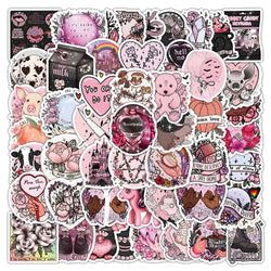 Pink Gothic Crystal Animal Stickers - Waterproof Laptop, Phone, Diary Decor (10/30/50pcs) (Online Order Only)