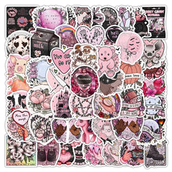 Pink Gothic Crystal Animal Stickers - Waterproof Laptop, Phone, Diary Decor (10/30/50pcs) (Online Order Only)