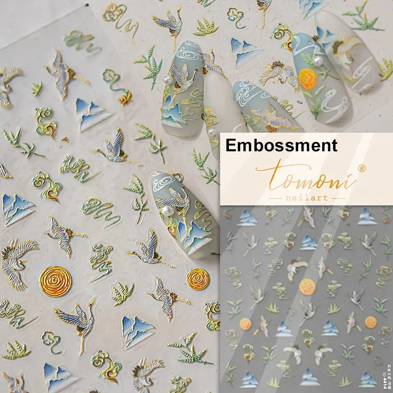 Autumn Fall Sunflower Rabbit Leaves Crane Rose Sun Mountain Hill Produce Good Harvests Cookie Nail Art Sticker Decoration Decals (ONLINE ORDER ONLY)