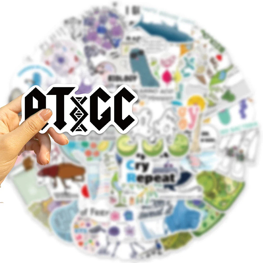 50pcs Biology Laboratory Research Stickers For Furniture Wall Desk Chair Toys Computer Motorcycle Science Chemistry Sticker (ONLINE ORDER ONLY)