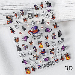 Halloween Ghost Pumpkin Bat Coffin Cat Spider Demon Jelly Self Adhesive Nail Art Sticker Terrifying Candy Candle Manicure Decals (ONLINE ORDER ONLY)