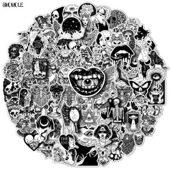 Cartoon Punk Devil Gothic Graffiti Stickers Black White Skateboard Laptop Decals (Online Order Only)